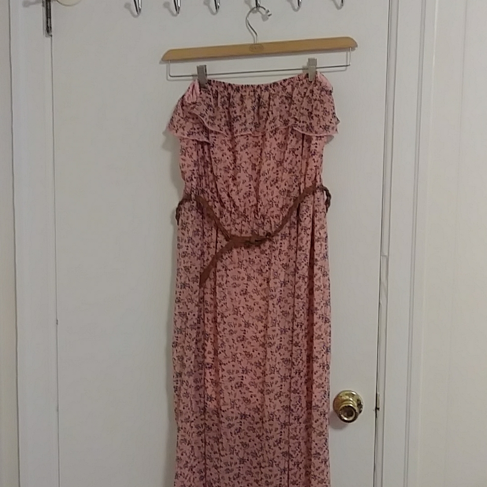 No Boundaries maxi floral dress with braided belt